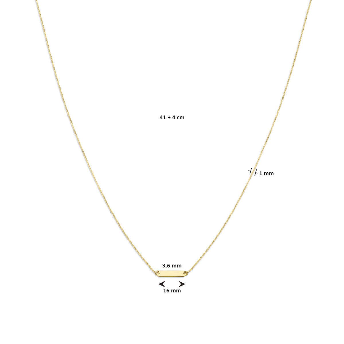 naszyjnik grawerowany płytka 1,6 mm 41 + 4 cm 14K żółte złoto