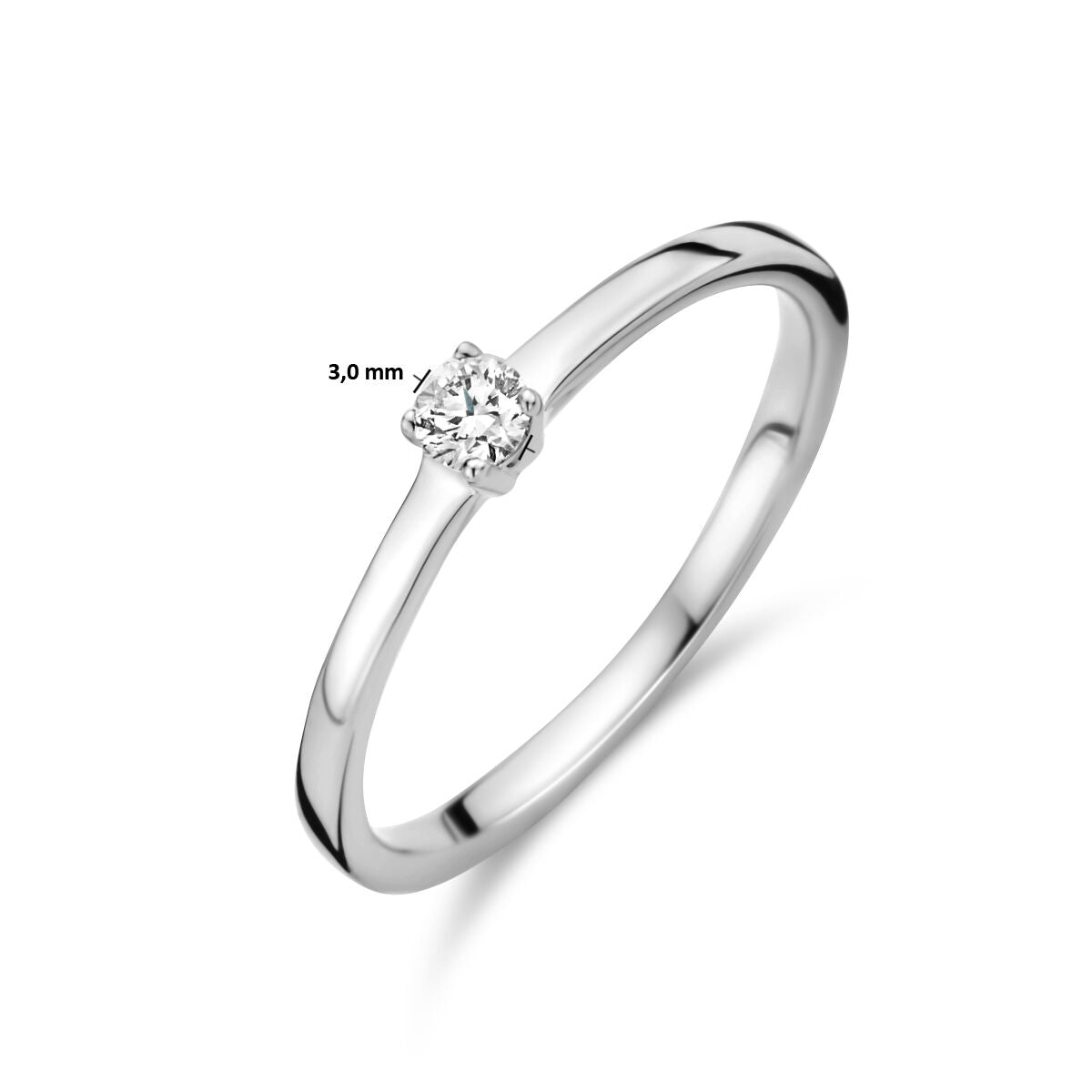pierścionek diament 0.10ct h si 14K białe złoto