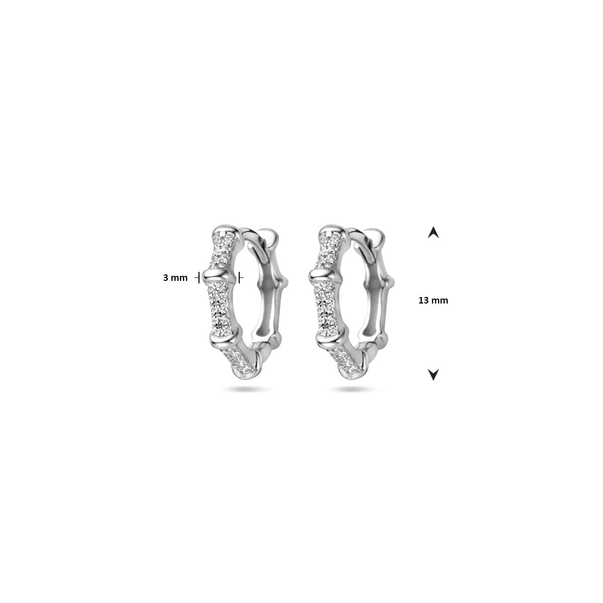 klapoorki cyrkonia 13 mm srebro rodowane