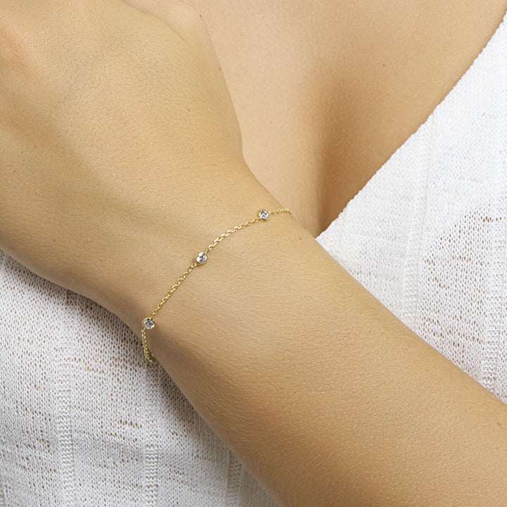 armband zirkonia 17 + 2 cm 3 micron zilver verguld (geel)