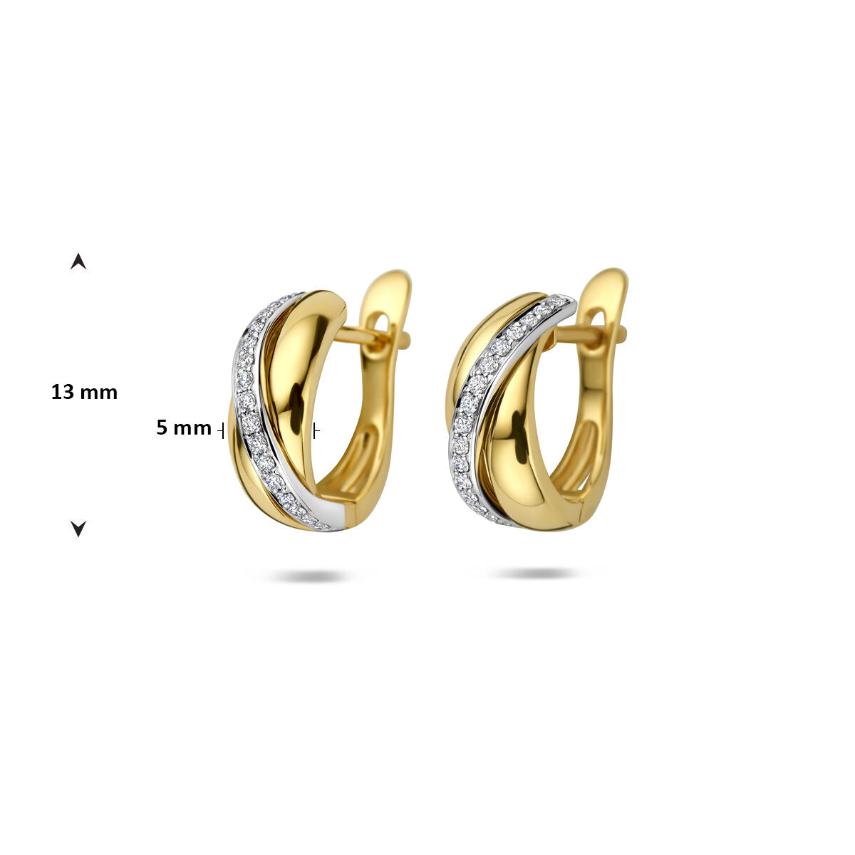 14k Bicolor kolczyki koła z diamentem
