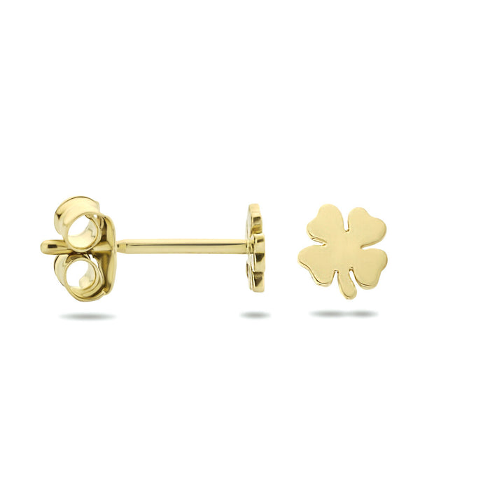 oorknoppen klaver 14K geelgoud