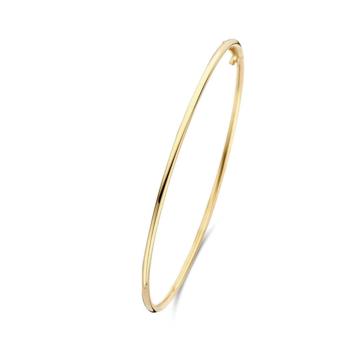 bangle z okrągłą rurką 1,8 mm, 60 x 55 mm, wykonana z 14K żółtego złota