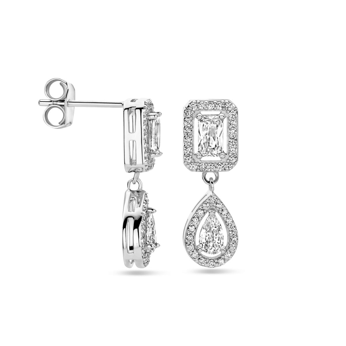 oorhangers zirkonia 20 mm zilver gerhodineerd