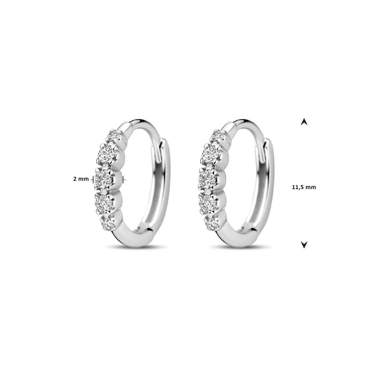klapooryggen cyrkonia 11,5 mm srebro rodowane