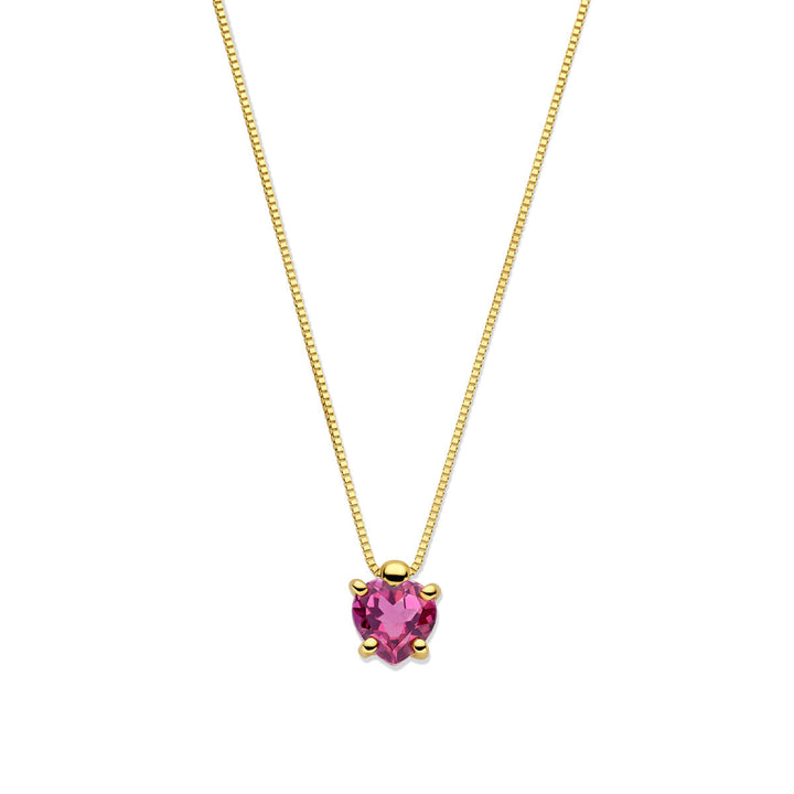 Gouden dames ketting hart rhodoliet 14K