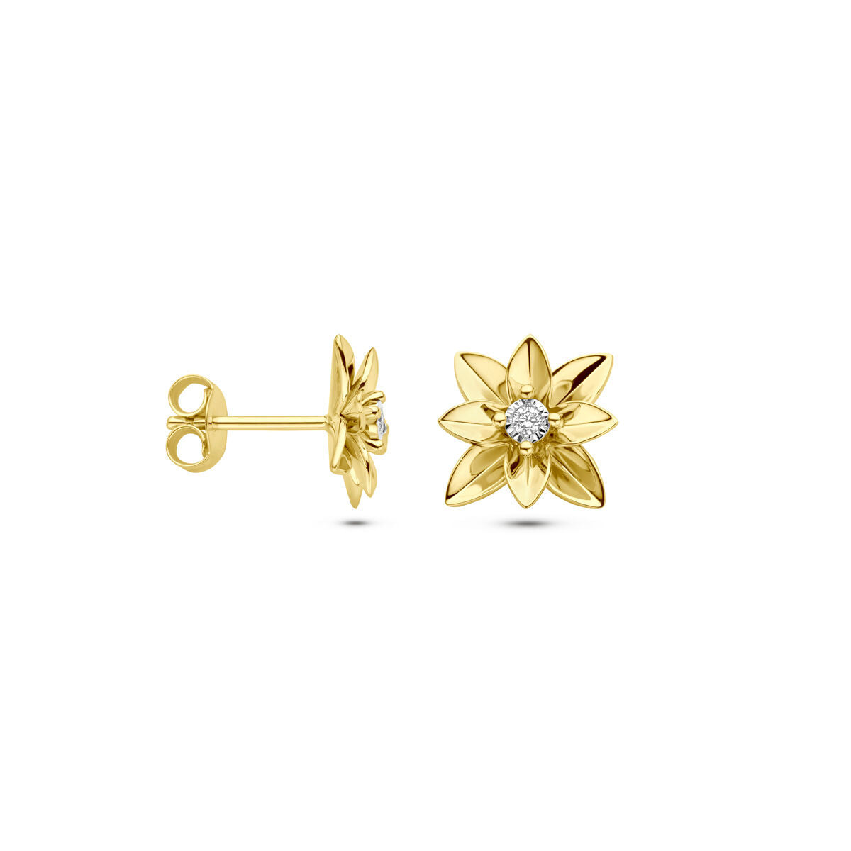 kolczyki wkrętki diament 0.03ct (2x 0.015ct) h si 12 mm 14K bicolor złoto żółte/białe