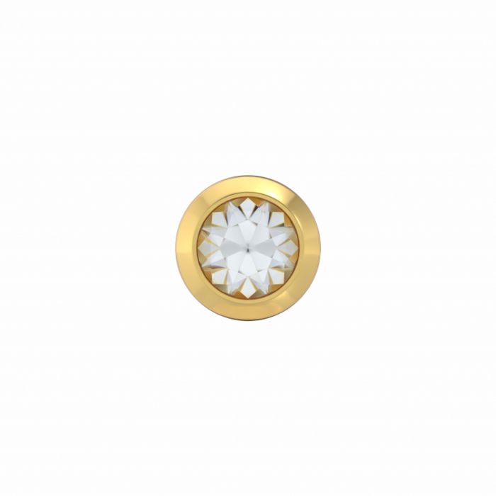 Een paar Studex Schietoorbellen witte steen verguld 3,0 mm staal, met ronde heldere edelstenen gezet in gladde gouden ringen - ideaal voor iedereen die op zoek is naar nieuwe oorbellen of gaatjes laat schieten met persoonlijke hulp.