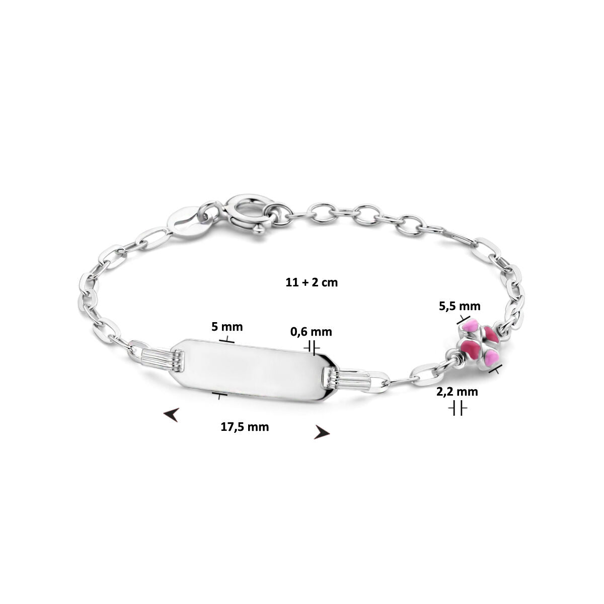 bransoletka grawerowana z koniczyną 5,0 mm 11 + 2 cm srebro rodowane