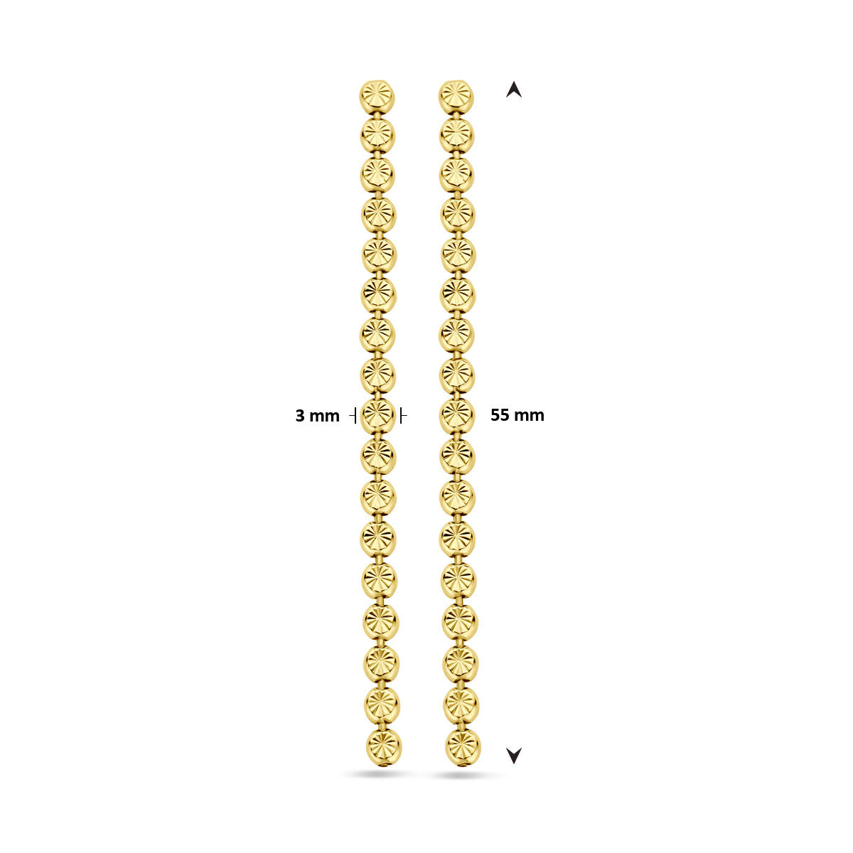 kolczyki z diamentowanym wykończeniem 55 mm 1 mikron srebro pozłacane (żółte)