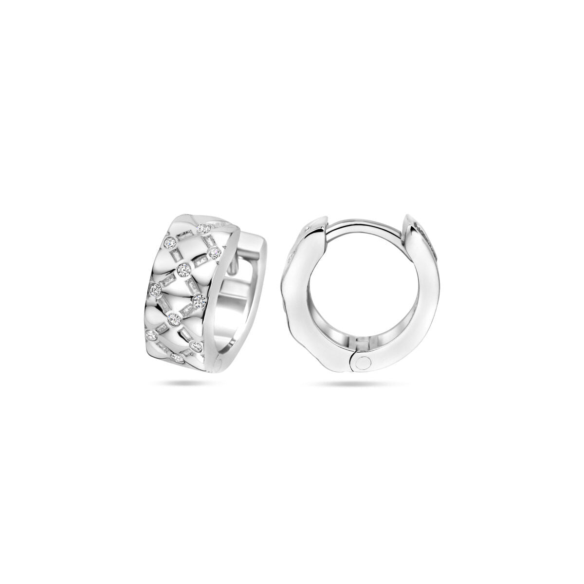 kolczyki koła cyrkonia 13 mm srebro rodowane