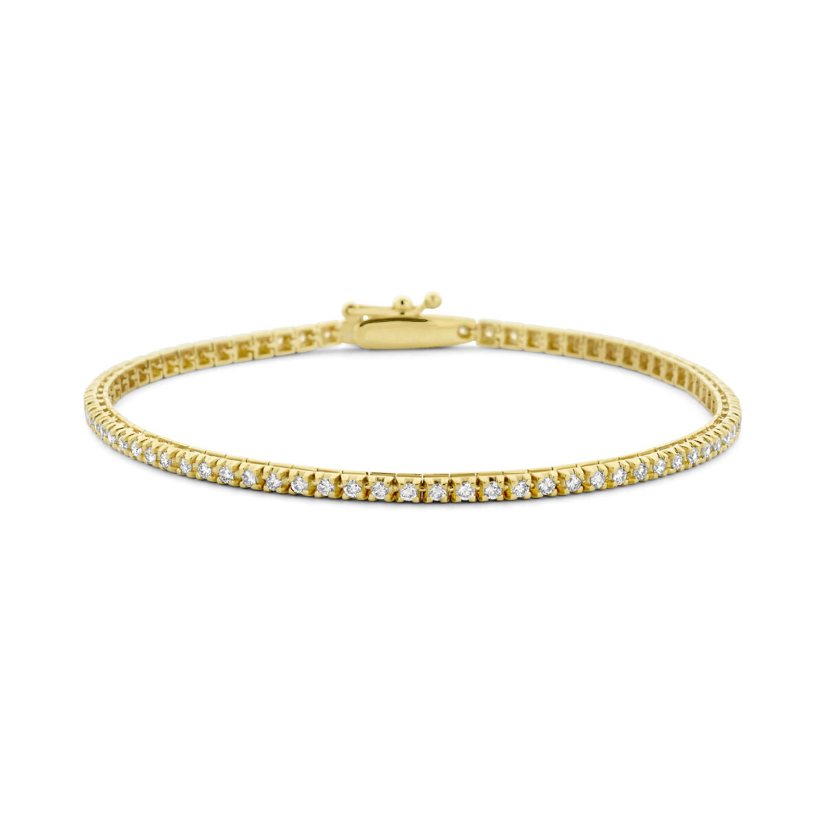Bransoletka tenisowa z diamentami 1,00 ct, szerokość 2,0 mm, długość 17,5 cm, wykonana z 14K żółtego złota.