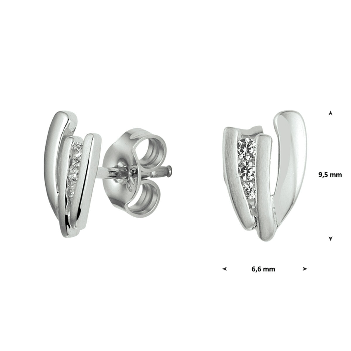 oorknoppen zirkonia zilver gerhodineerd