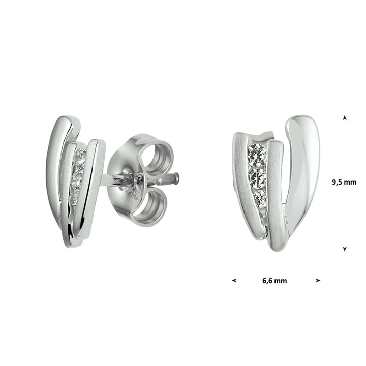 oorknoppen zirkonia zilver gerhodineerd