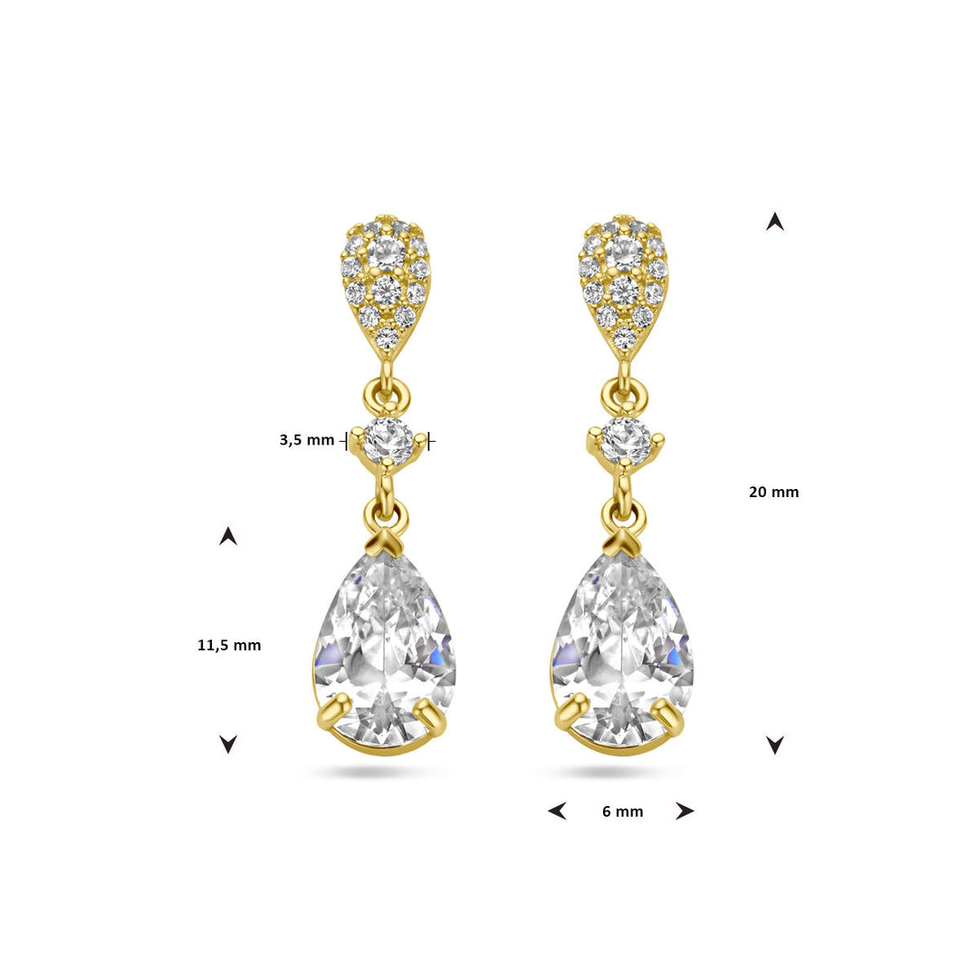 oorhangers zirkonia 14K geelgoud