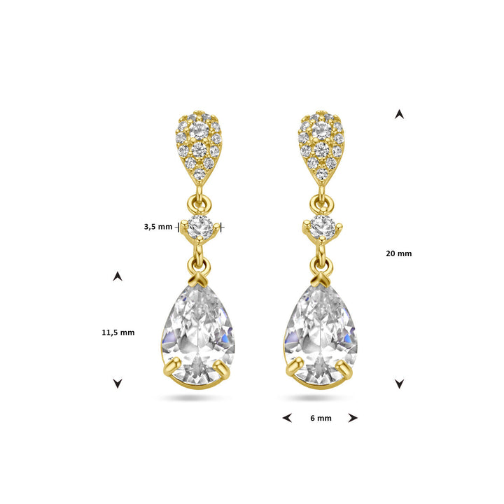 oorhangers zirkonia 14K geelgoud