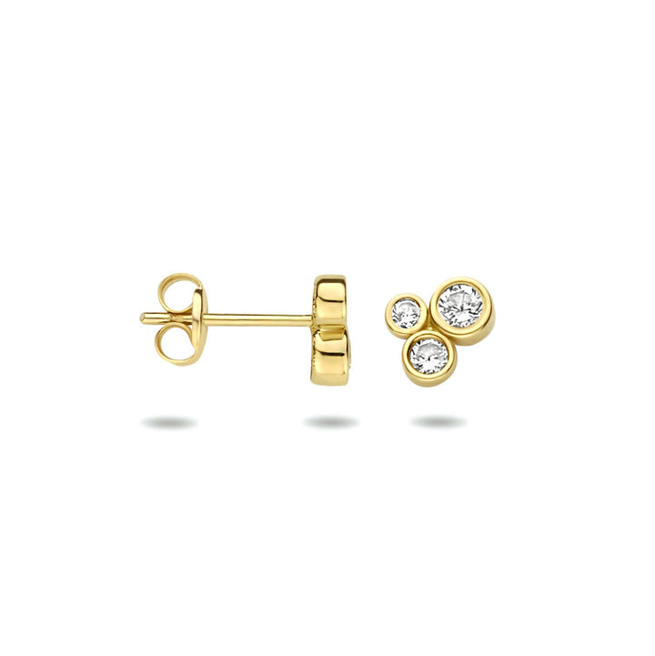 oorknoppen zirkonia 14K geelgoud