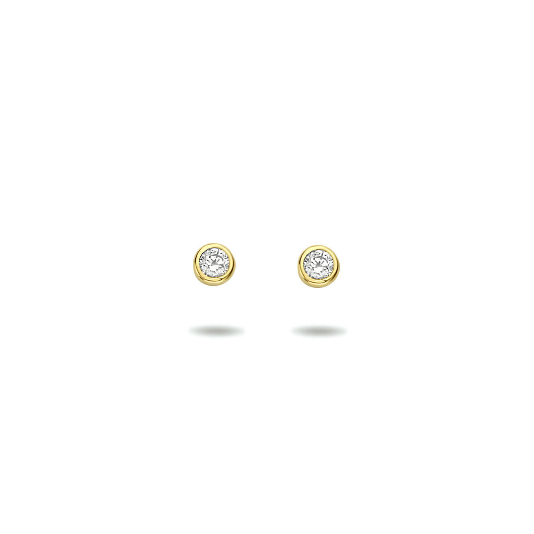 oorknoppen zirkonia 14K geelgoud