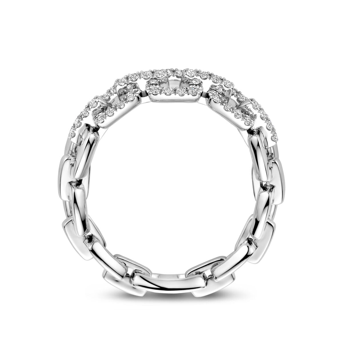 pierścionek elastyczne ogniwo i diament 0.24ct si 14K białe złoto