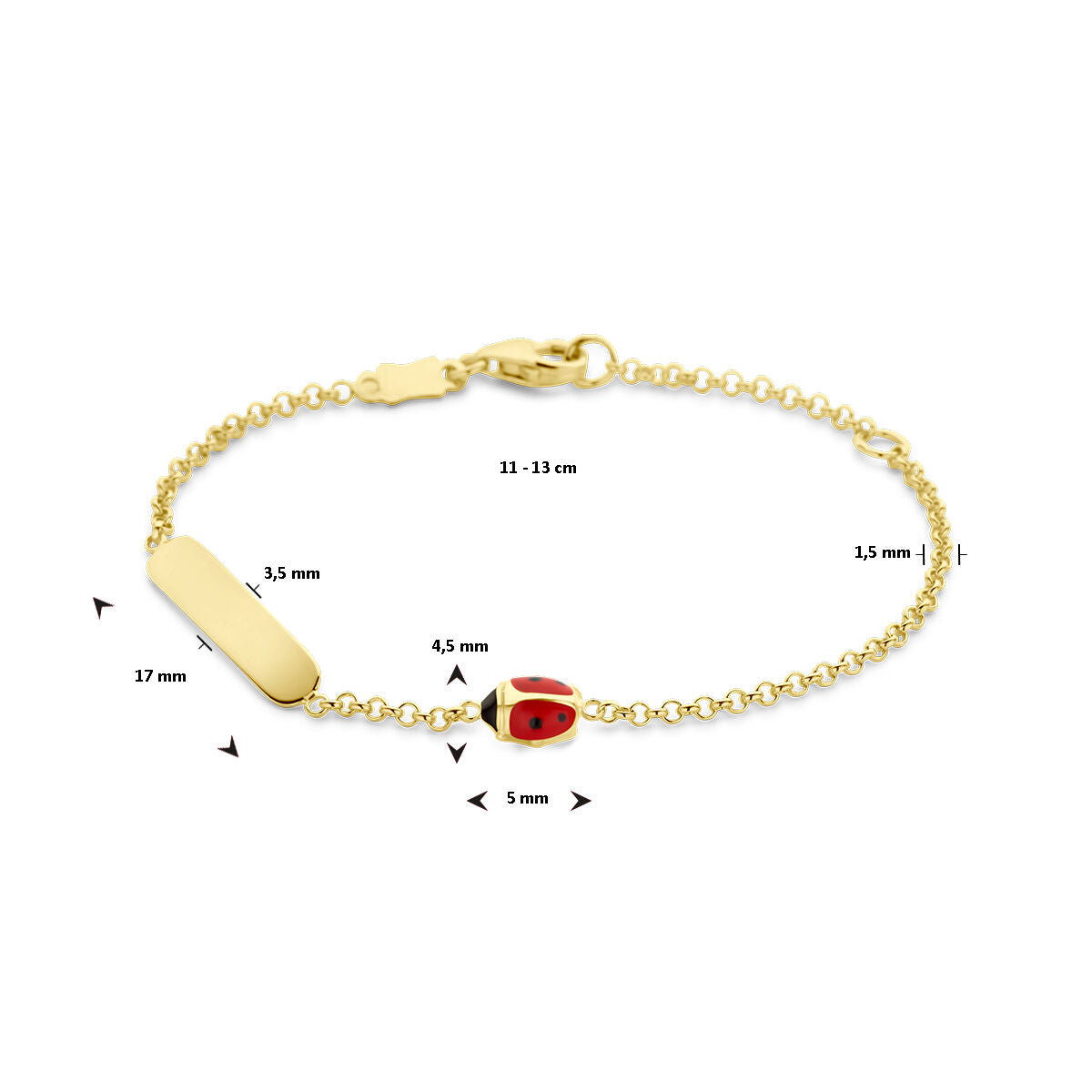 Dziecięca bransoletka złoto biedronka blaszka 3,5 mm 14K