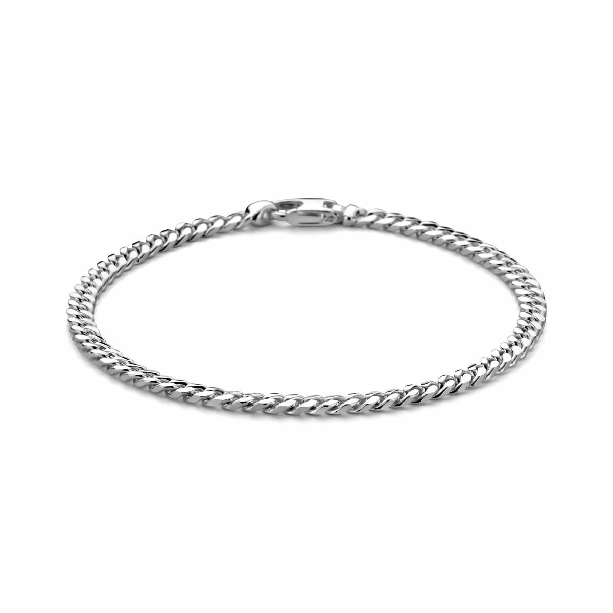 Bransoletka gourmette 4,0 mm, 21 cm, srebrna, czterokrotnie szlifowana.