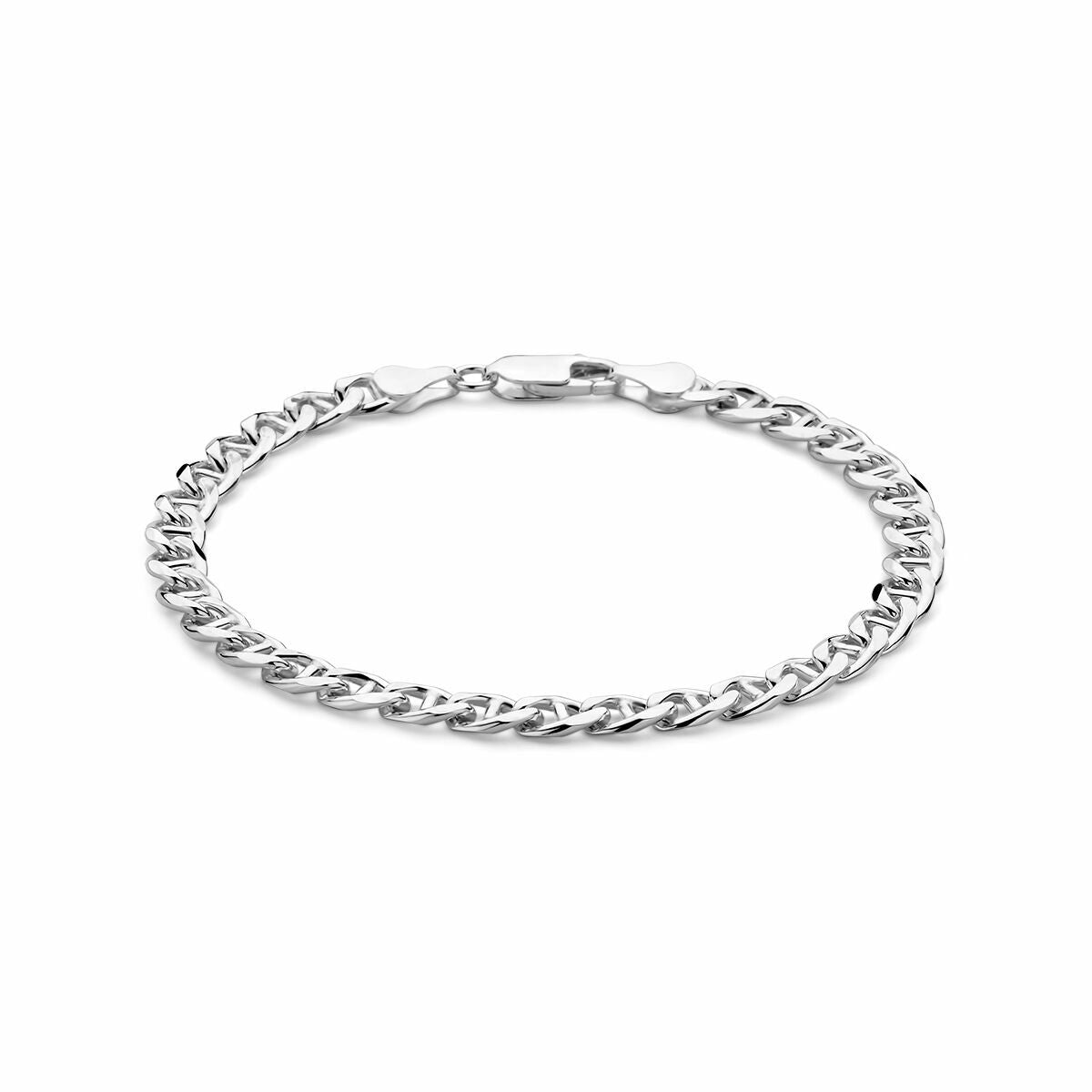 srebrna bransoletka z ogniwami w kształcie ankrów o szerokości 5,8 mm i długości 21 cm