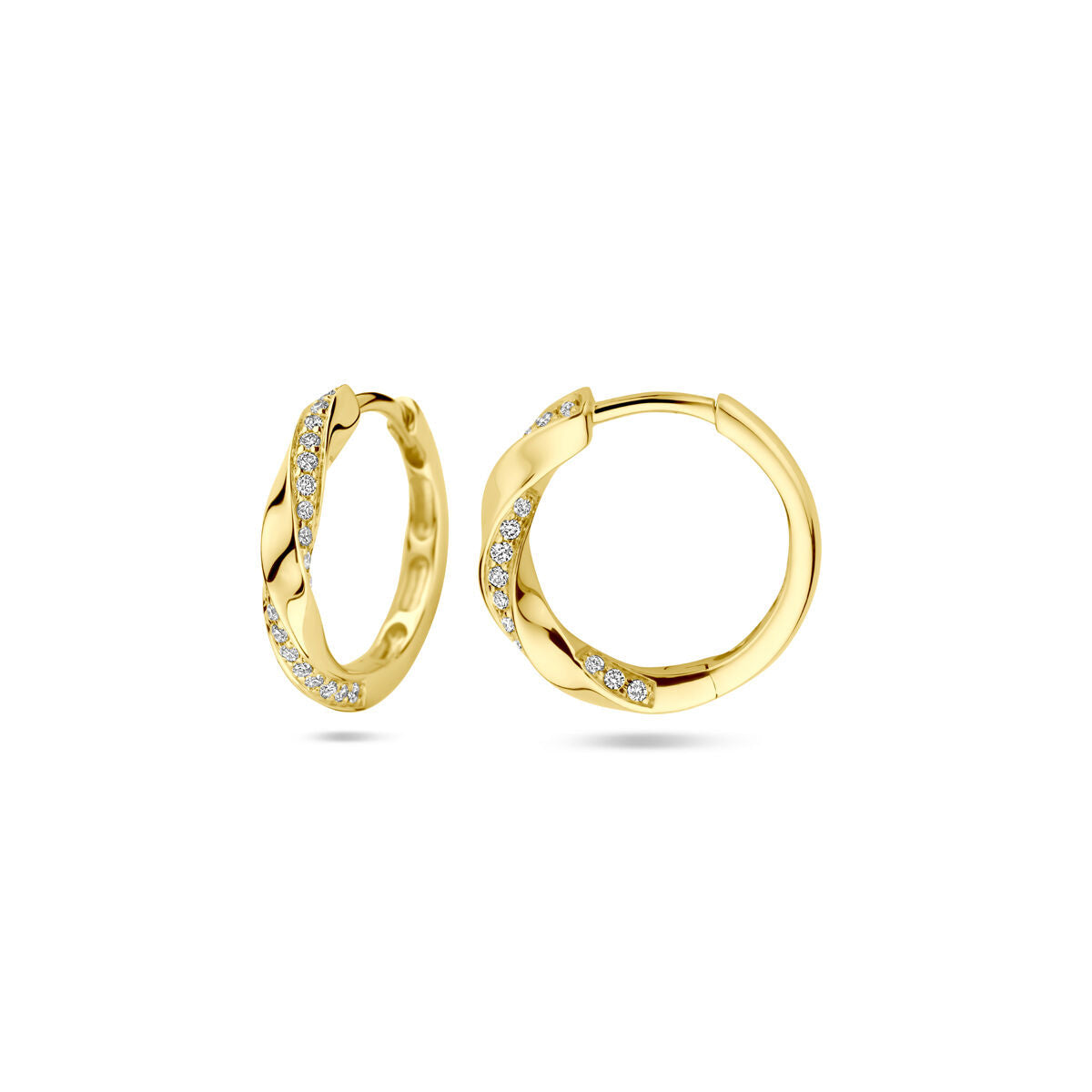 klapożółte kolczyki diament 0.20ct (2x 0.10ct) h si 15 mm 14K żółte złoto