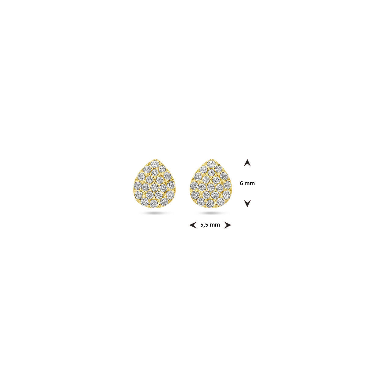 kolczyki wkrętki kropla diament 0.21ct (2x 0.105ct) h si 6 mm 14K żółte złoto