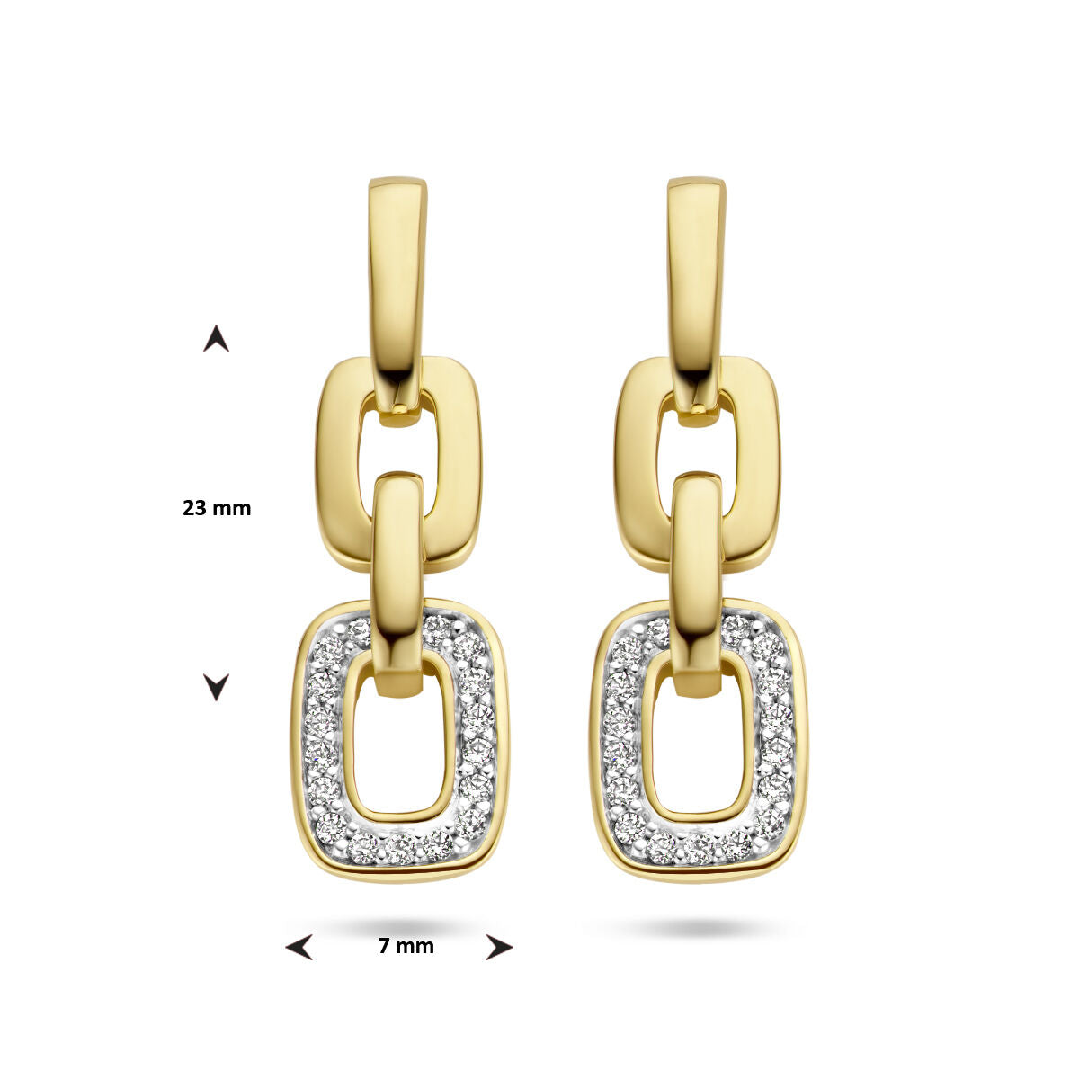 kolczyki ogniwo diament 0.13ct (2x 0.065ct) h si 14K żółte złoto