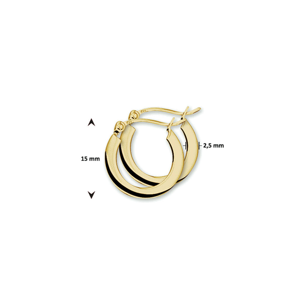 kolczyki koła kwadratowa rura 14K żółte złoto 2.5mm