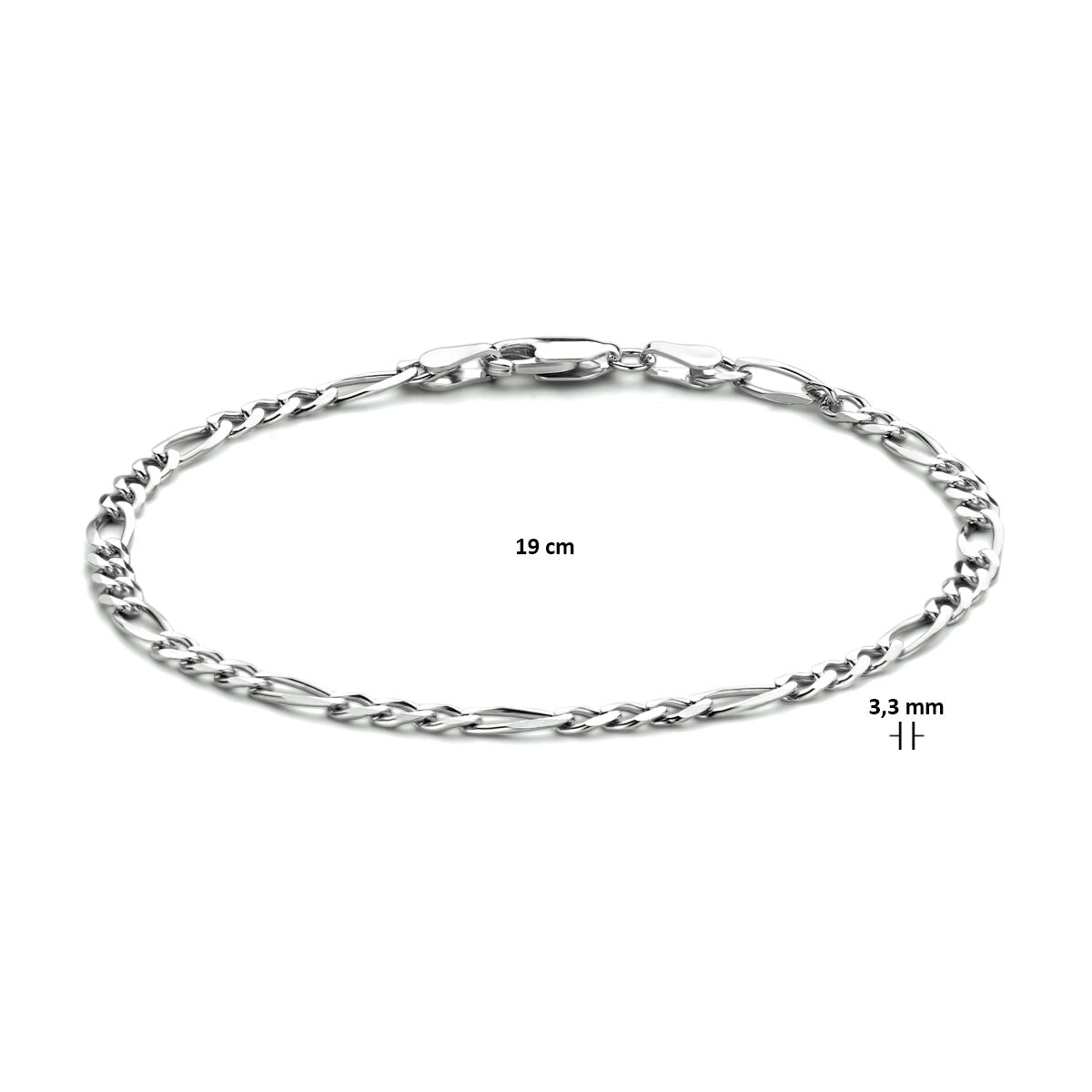 figaro 3,3 mm srebro rodowane
