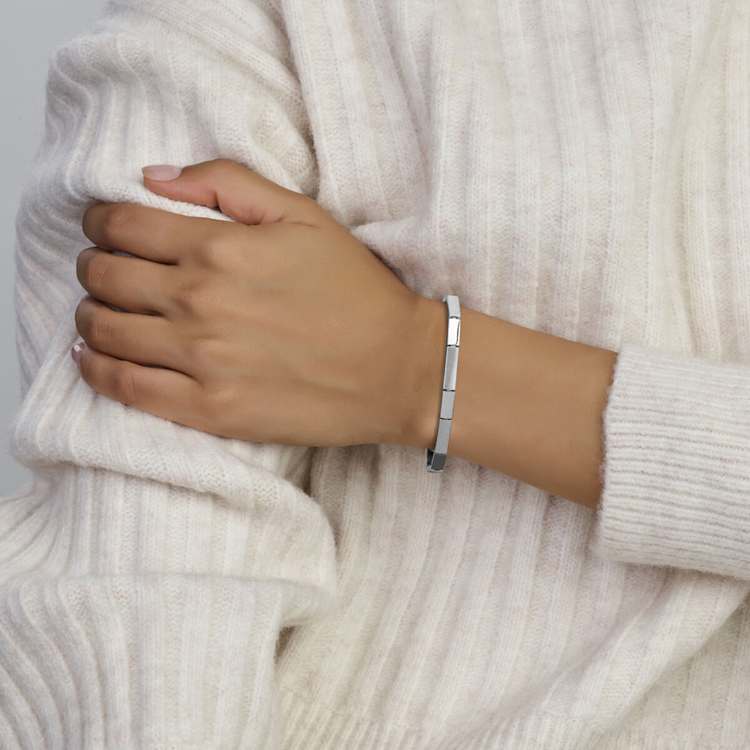 armband 4,3 mm 19 cm poli/mat zilver gerhodineerd