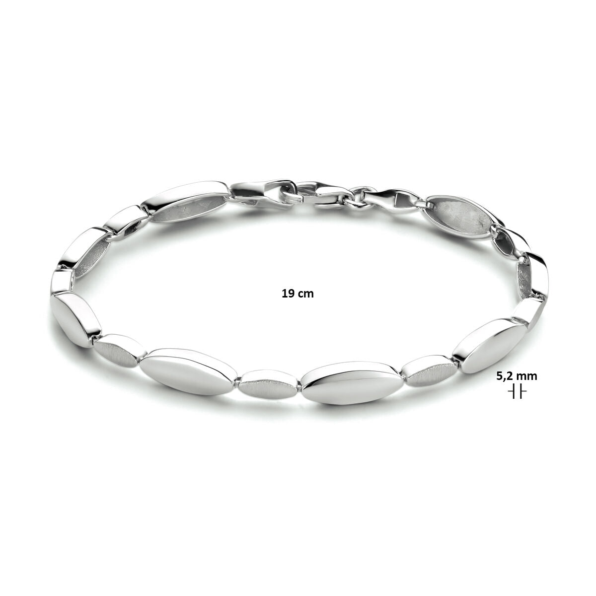 bransoletka 5,2 mm 19 cm poli/mat srebro rodowany