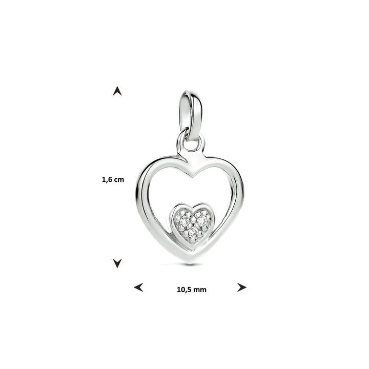 hanger hart zirkonia zilver gerhodineerd