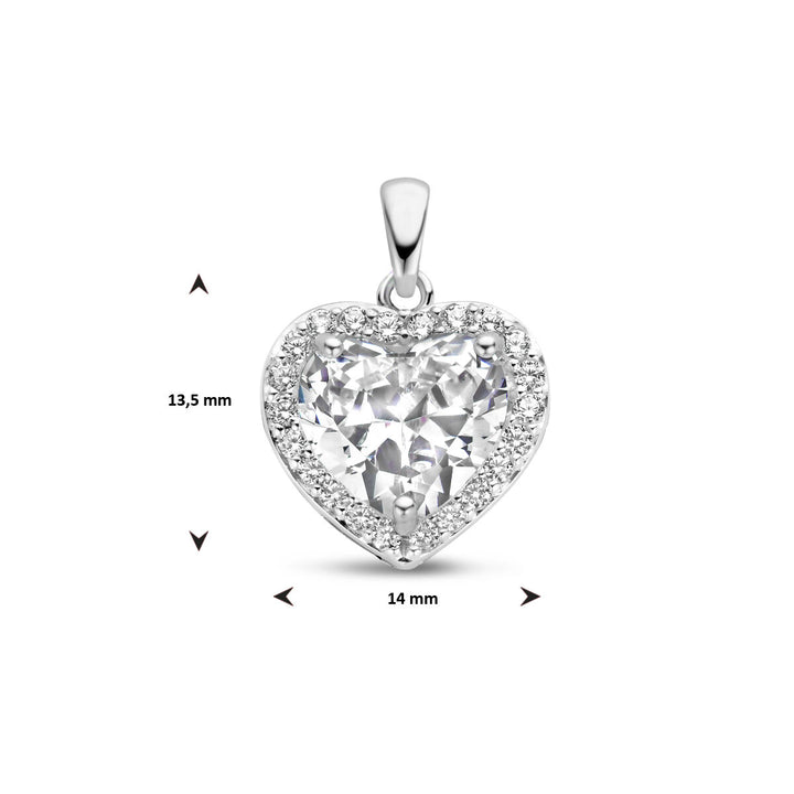 hanger hart zirkonia halo zilver gerhodineerd