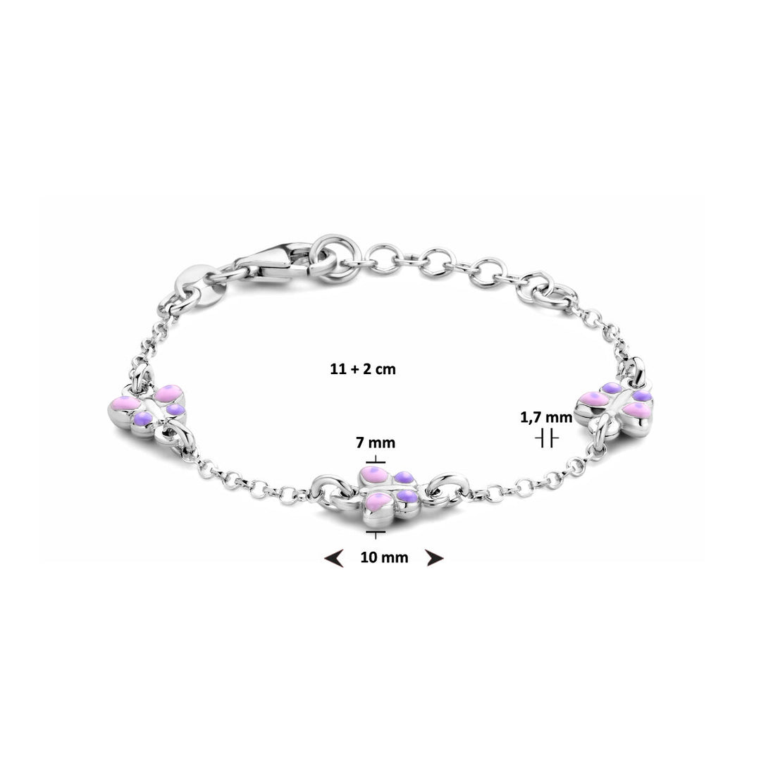 armband vlinders 11 + 2 cm zilver gerhodineerd