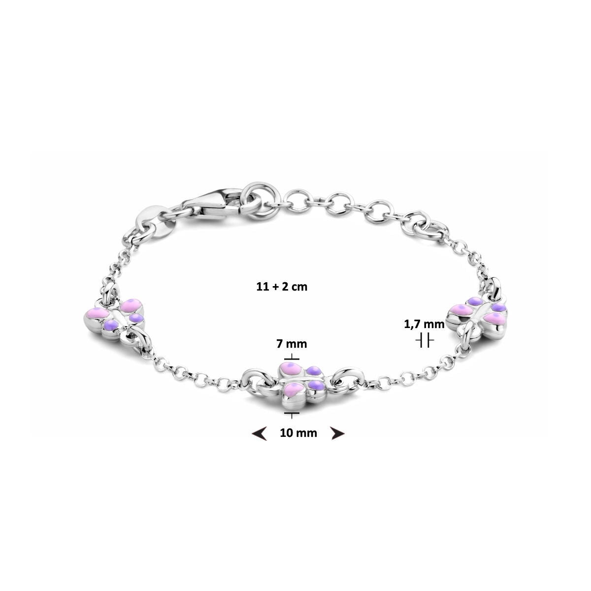 bransoletka motyle 11 + 2 cm srebro rodowane
