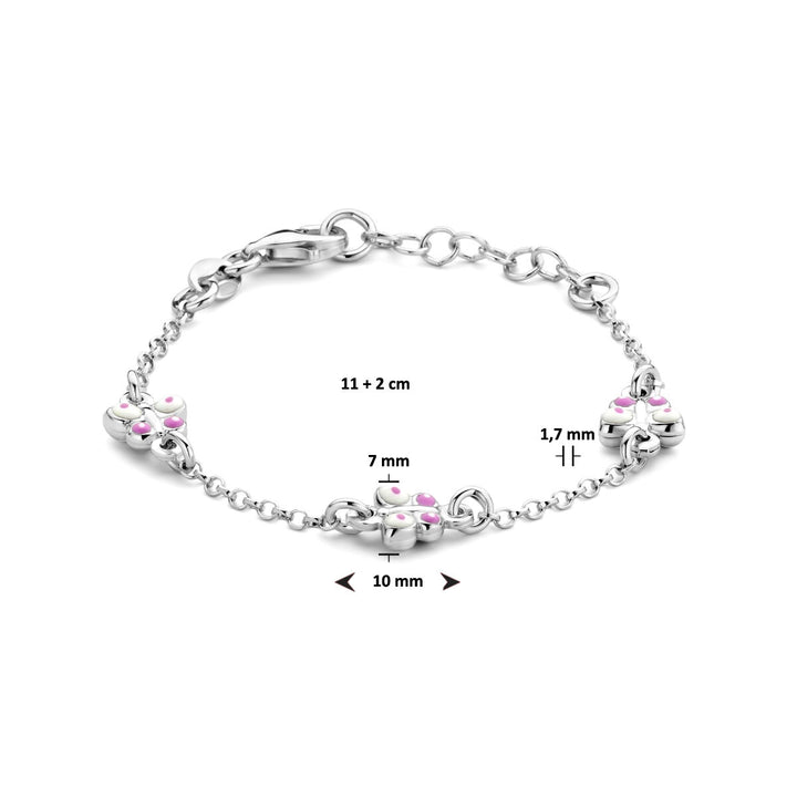armband vlinders 11 + 2 cm zilver gerhodineerd