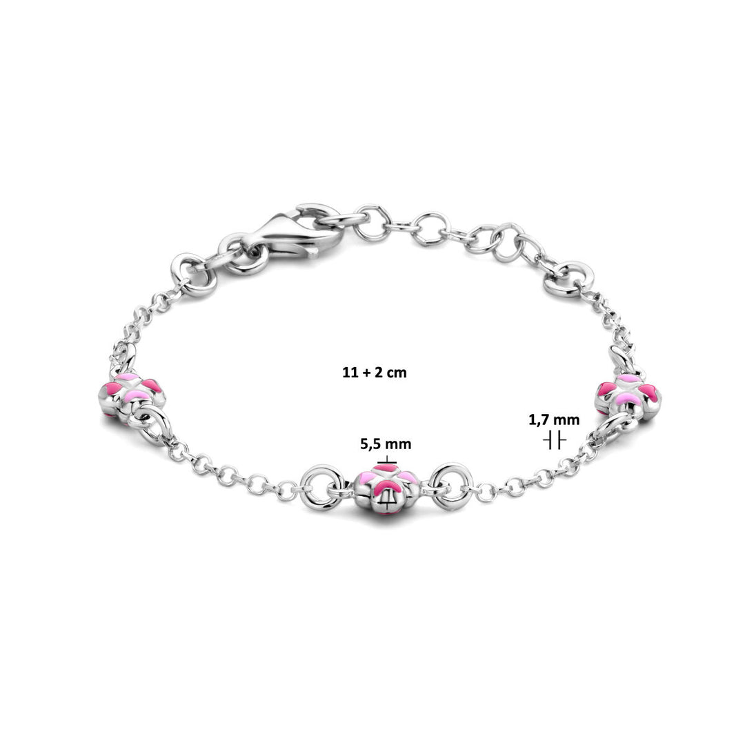 armband klavertjes 11 + 2 cm zilver gerhodineerd