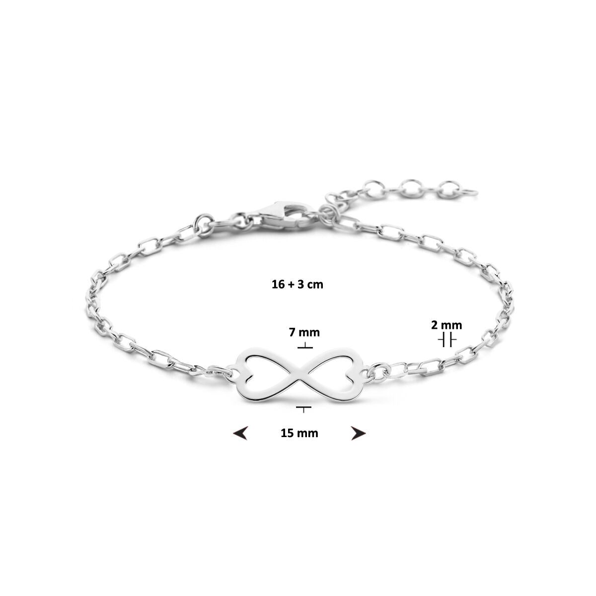 bransoletka infinity 16 + 3 cm srebro rodowane