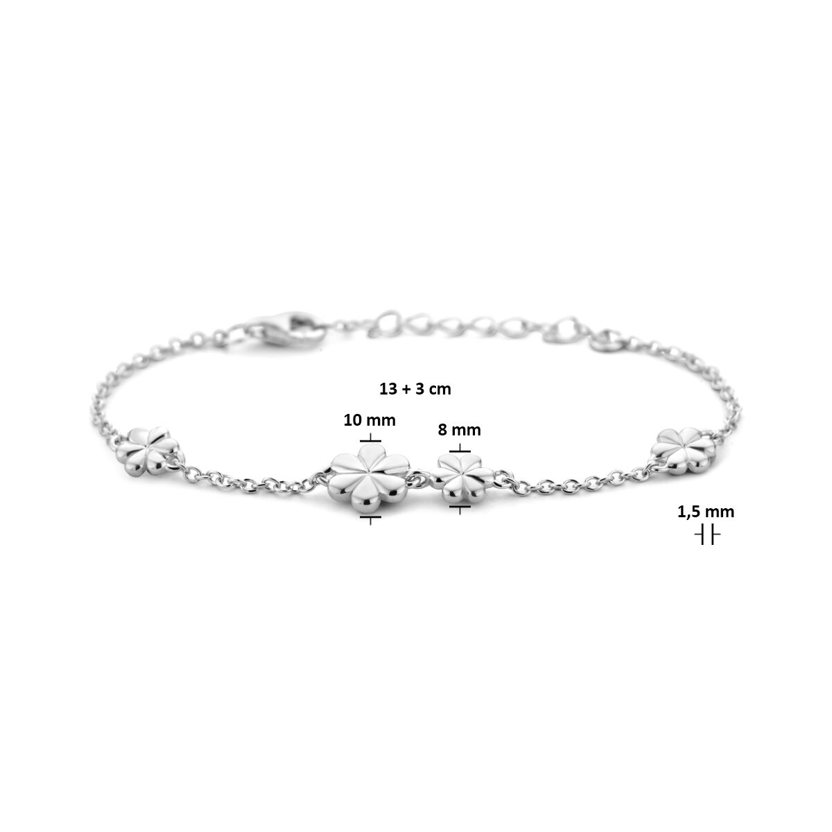 bransoletka kwiaty 13 + 3 cm srebro rodowane