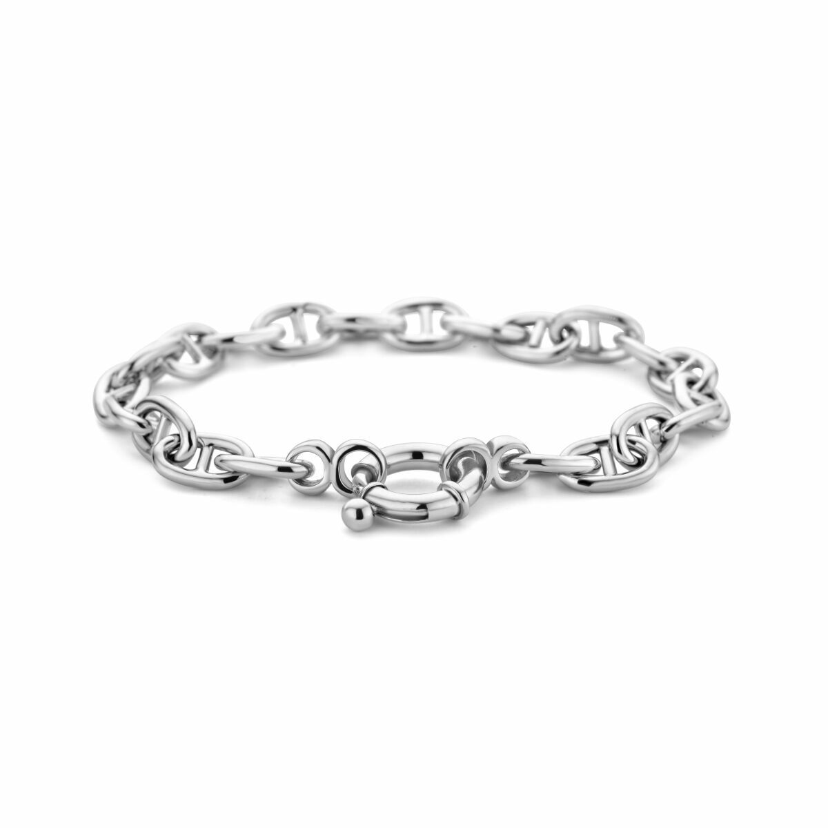srebrna bransoletka marine z dużym zapięciem sprężynowym 7,1 mm, długość 19 cm, wykończenie rodowane
