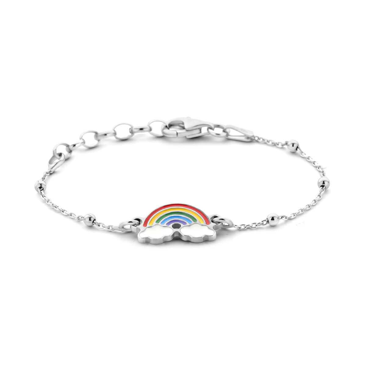 srebrna bransoletka z tęczą o grubości 1,0 mm i długości 11 + 2 cm, gerhodynowana.