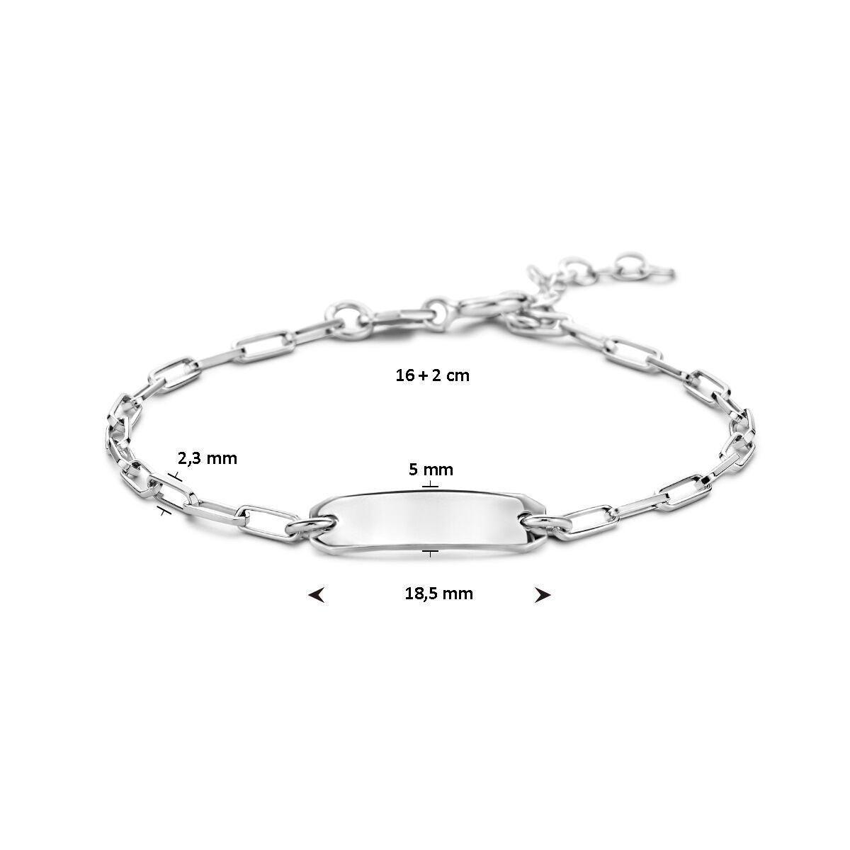 bransoletka grawerowana 16 + 2 cm blaszka 5,0 mm srebro rodowane