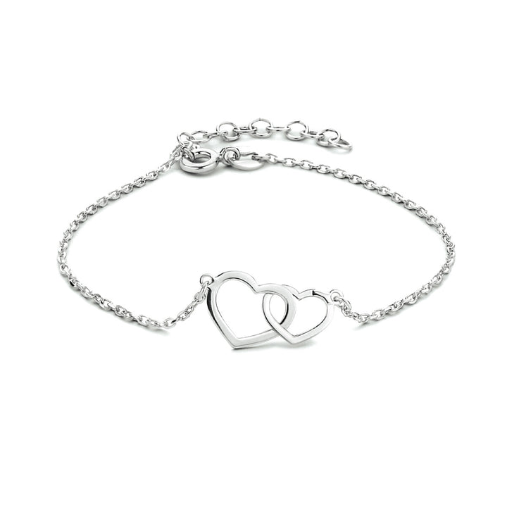 armband hartjes 16 + 3 cm zilver gerhodineerd