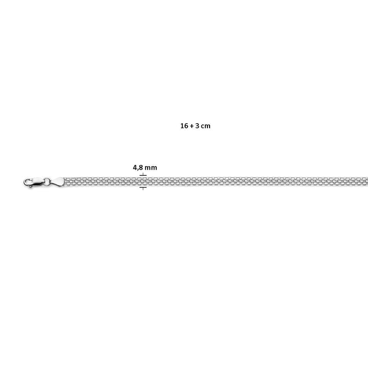 dubbel gourmette 4,8 mm zilver gerhodineerd