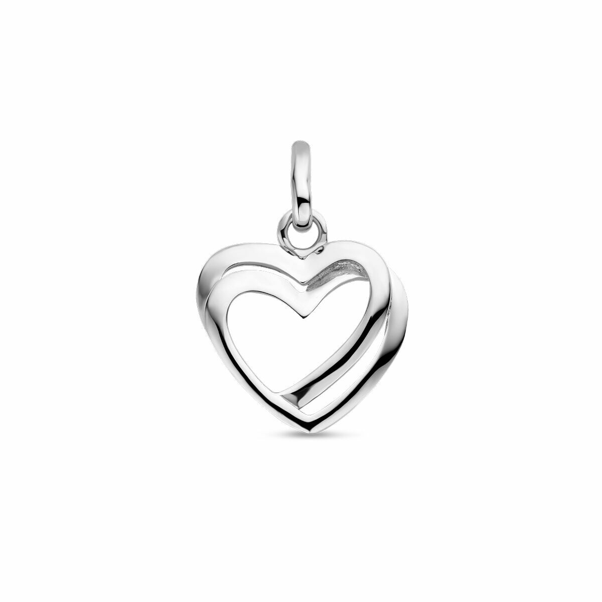 srebrny wisiorek w kształcie serca z rhodium