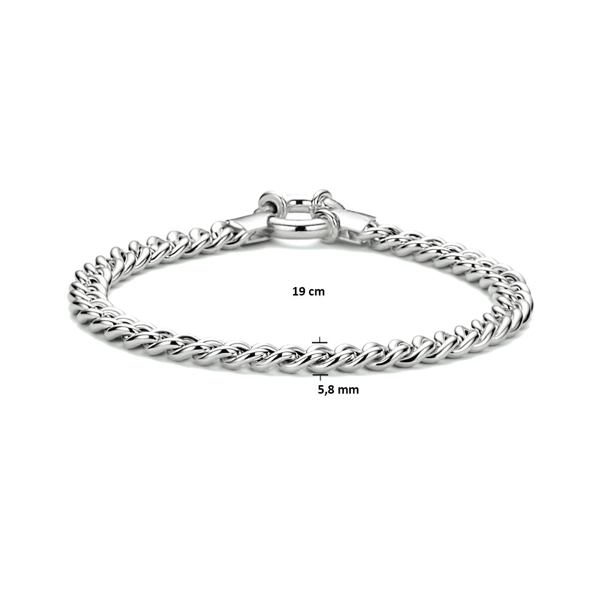 bransoletka gourmette 5,8 mm 19 cm z dużym zapięciem sprężynowym srebro rodowane