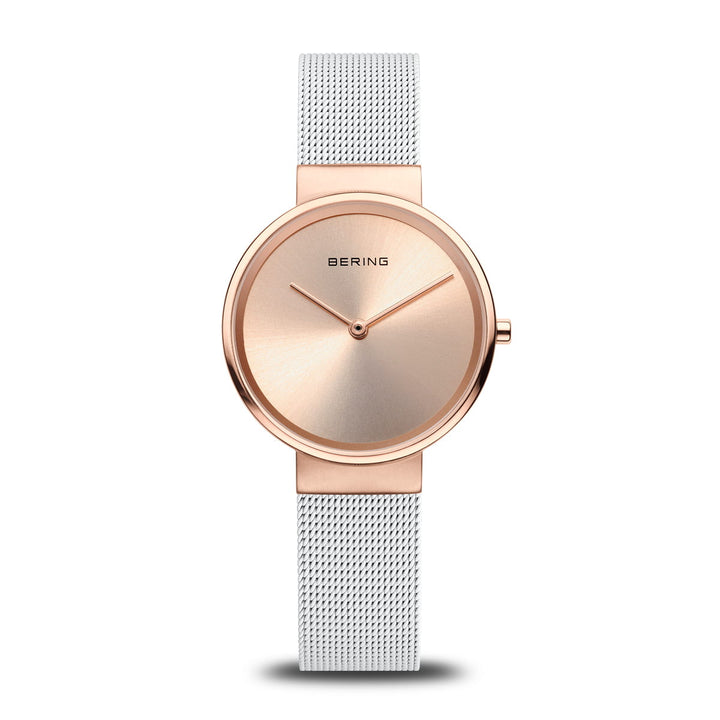 bering dames horloge roségouden wijzerplaat - 14531-266