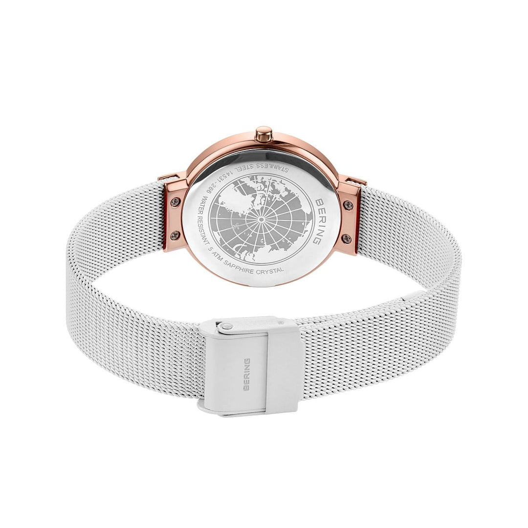 bering dames horloge roségouden wijzerplaat - 14531-266